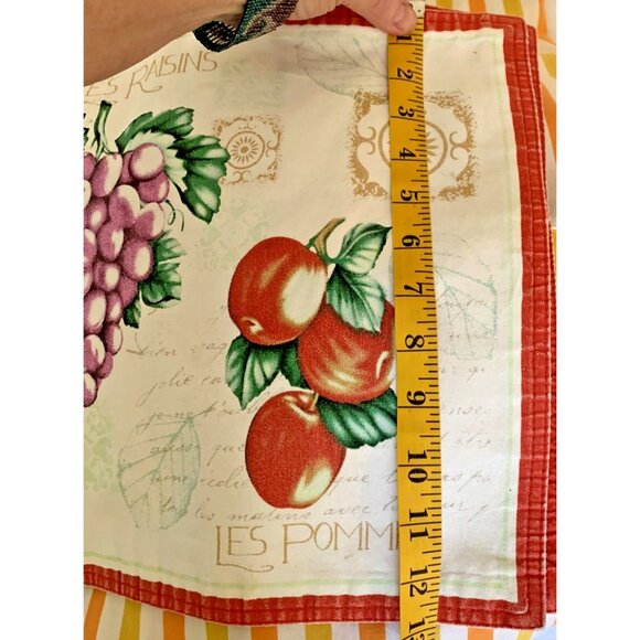 VINTAGE 4 Pc Cotton Placemat French Country Chic Cottage Kitchen Red Tan Fruit - Picture 9 of 11